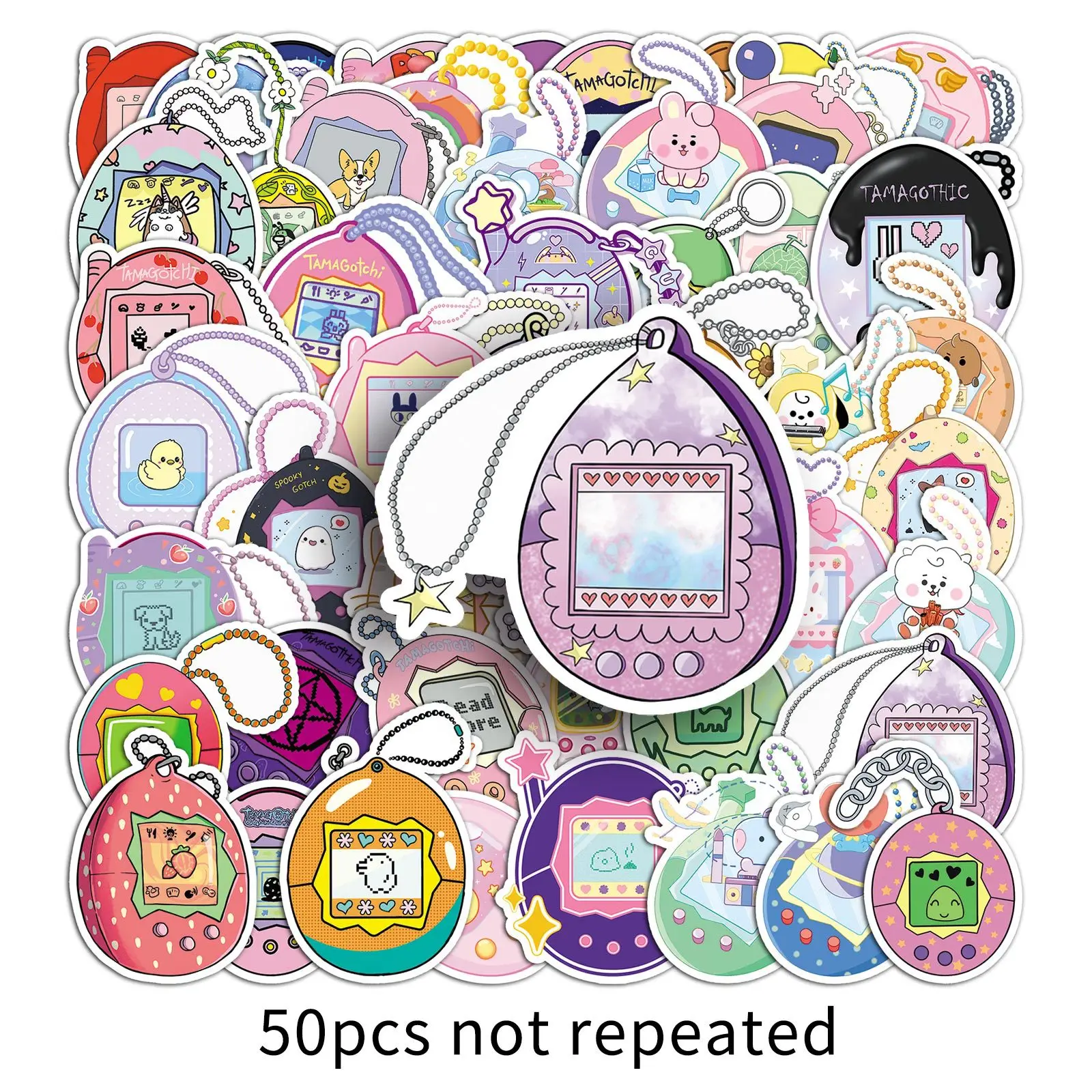 50PCS Tamagotchi Stickers Cartoon Sticker Kids Toy Decals Luggage Laptop Phone Car Bike Skateboard Waterproof Decoration