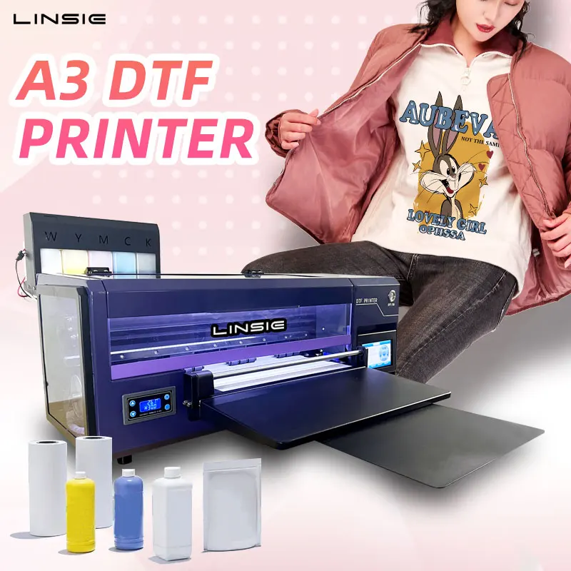 

Hoson New For LINSIE 2025 Digital DTF Printer A3 XP600 Pet Film 13-inch Pink Oven For Textile 1-Year Warranty