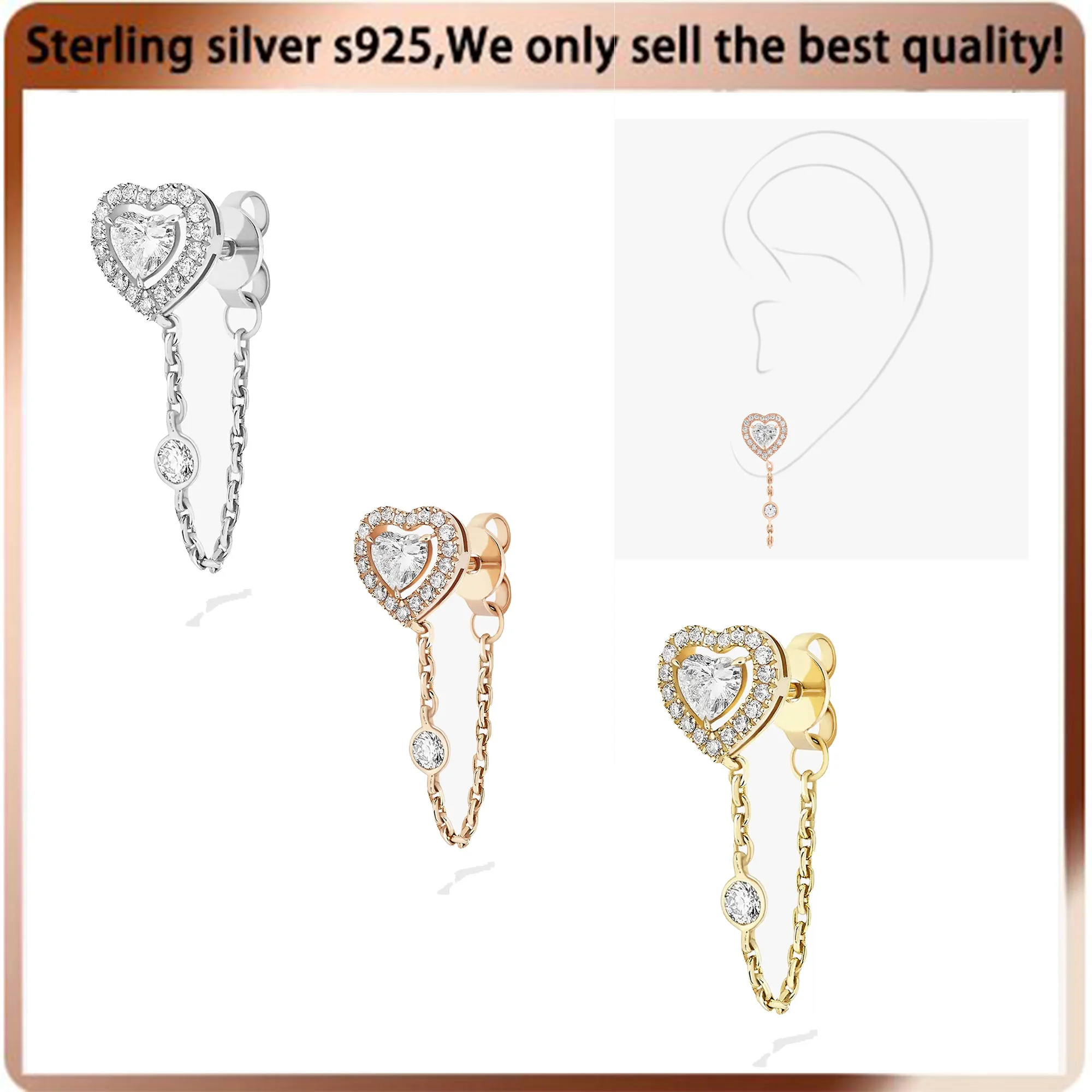 

Серьги с кольцами Love, Классические роскошные блестящие цветы сливы