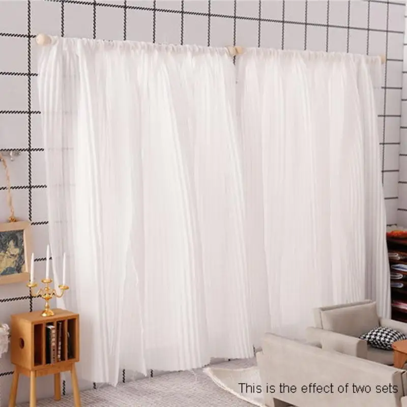 1 pz 1:12 casa delle bambole in miniatura camera da letto soggiorno mobili decorazione tenda in chiffon bianco porta tenda finestra decorazione modello