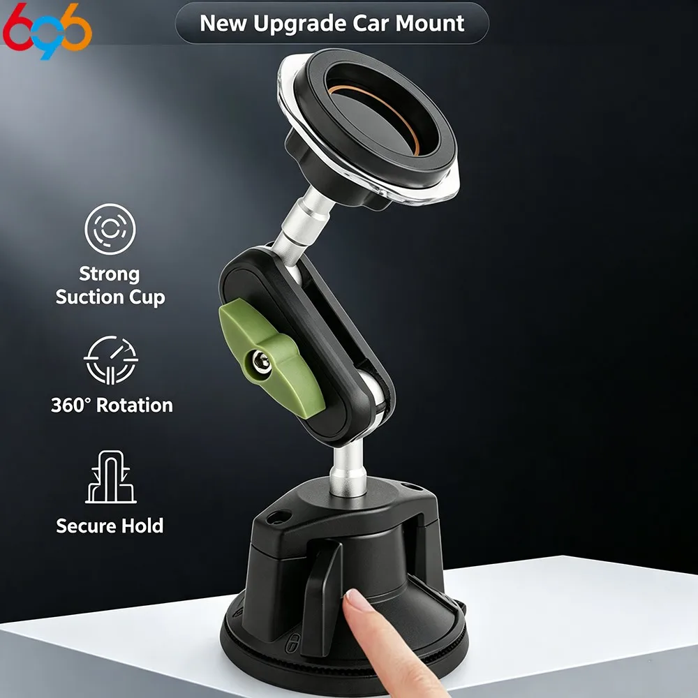 360° Rotatable Suction‑cup Magnetic Car Holder Anti‑Shake Universal Bracket For Phone Tablet Navigation And Shooting