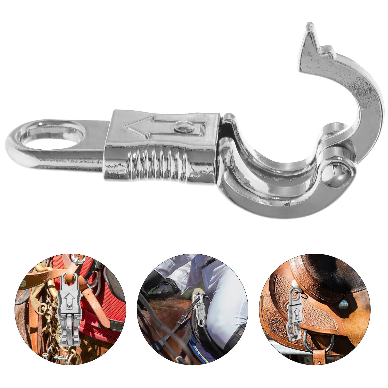 Gancho de riendas de caballos, ganchos de resorte de liberación rápida, aleación de Zinc, accesorios de equitación para equestres, ojo fijo