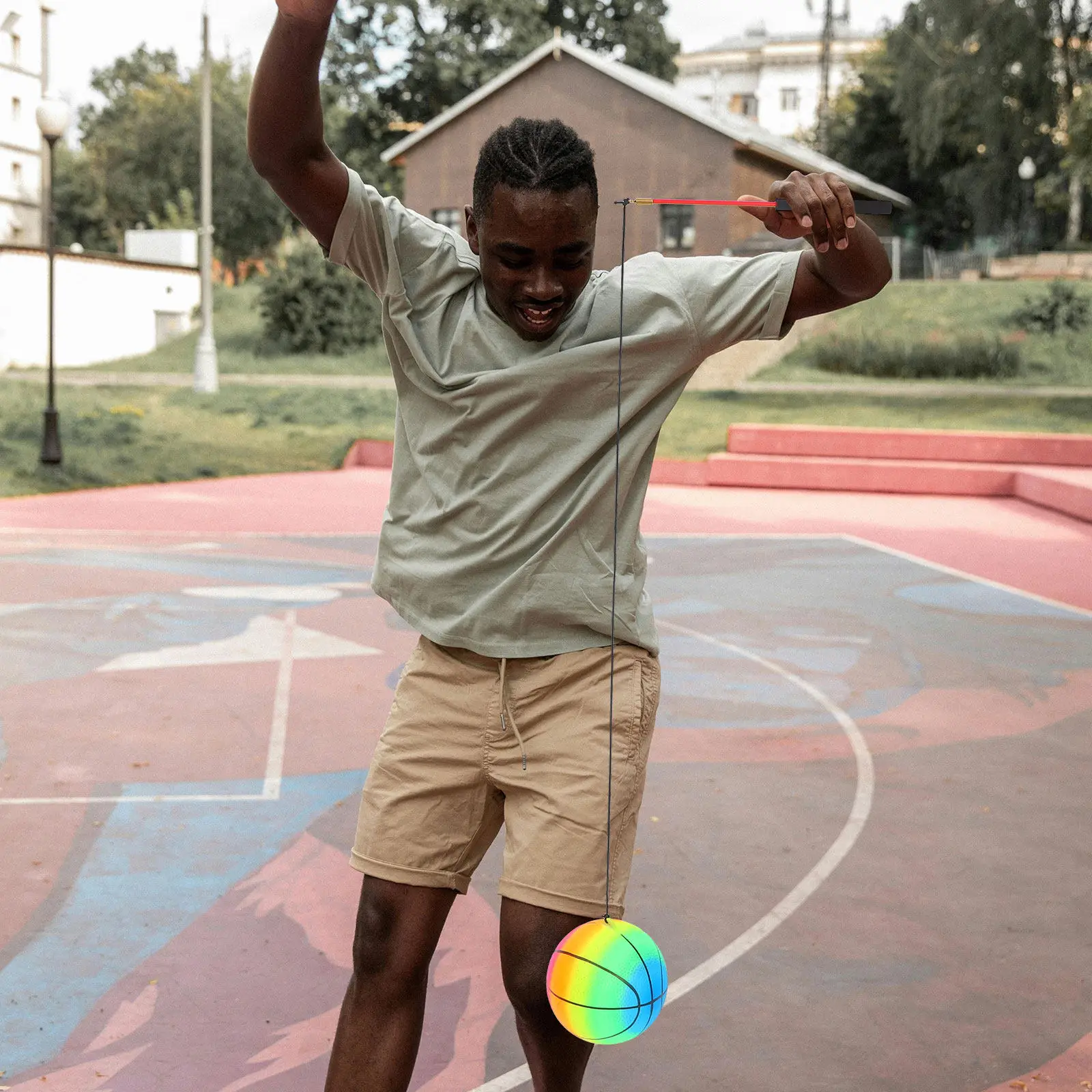 Rainbow Outdoor Fitness Balls Set – 35cm Exercise Ball, Jump Rope & Flow Rope for Kids and Adults