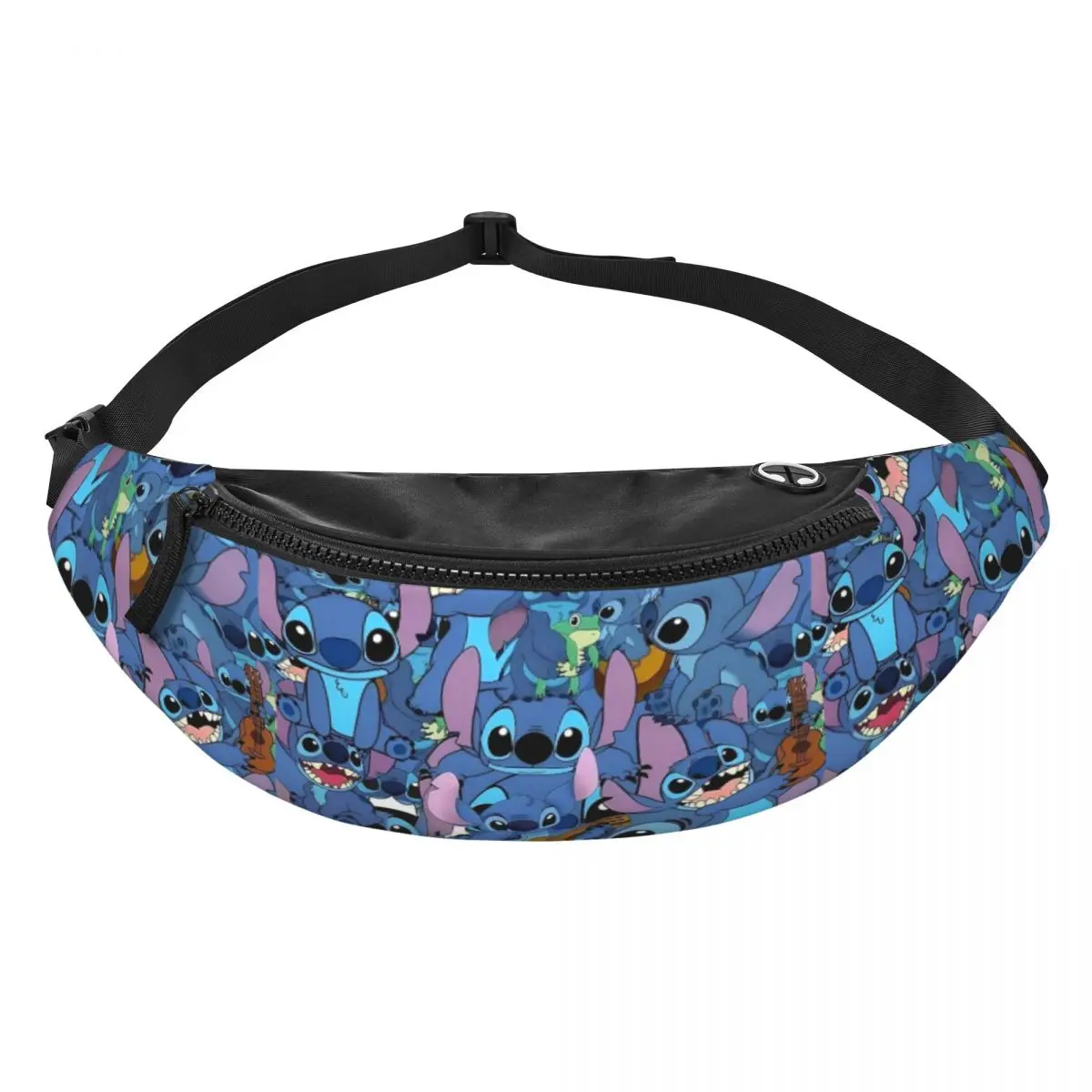 Custom Anime Stitch Pattern Fanny Pack para homens e mulheres, bolsa de cintura crossbody para camping, ciclismo, telefone Money Pouch