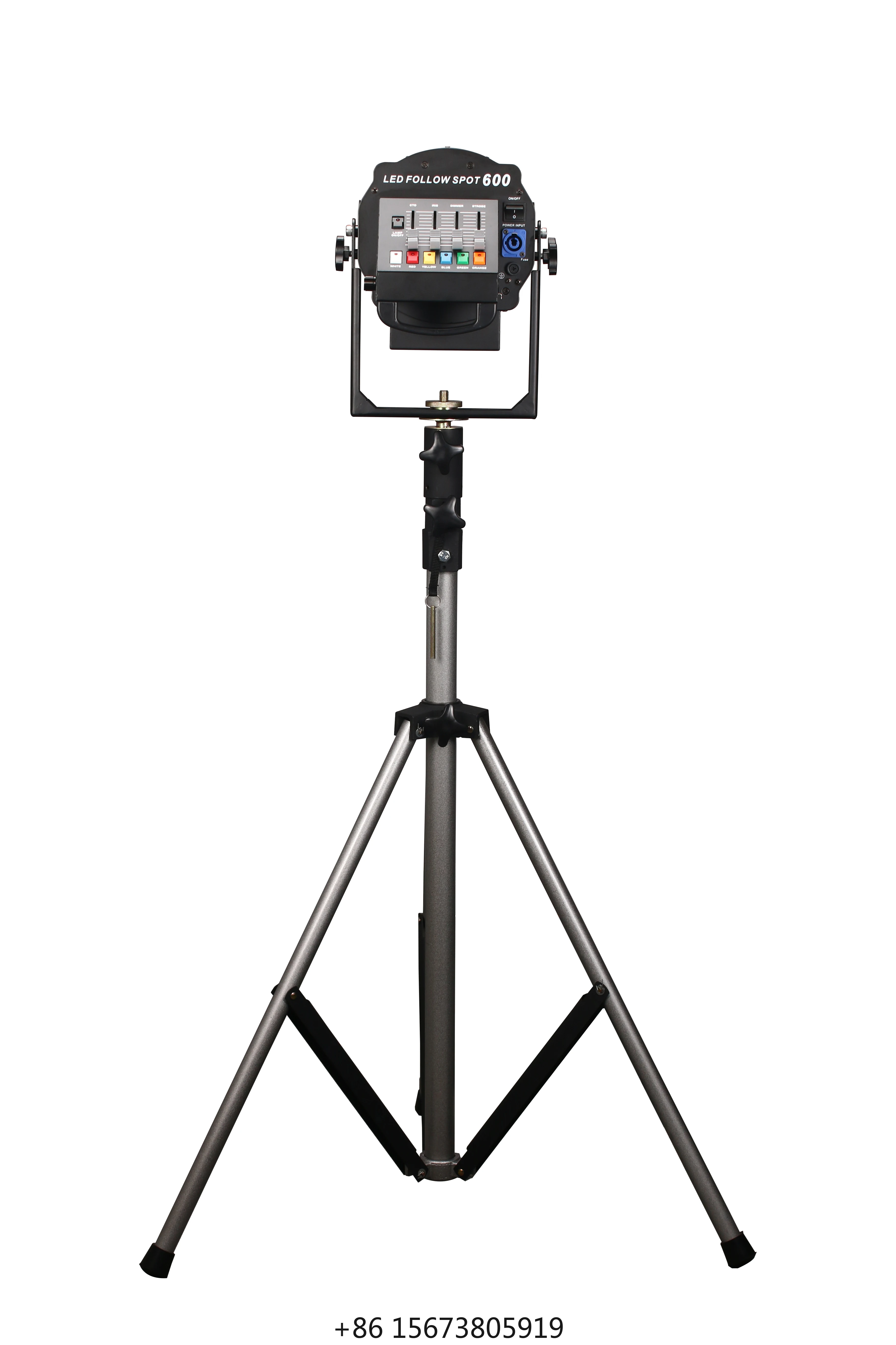 LED600 RGBW Aluminum Follow Spot Stage Lighting with DMX512 Control IP33 Rating 8-12 Beam Angle CRI 90 for Theaters Cinemas