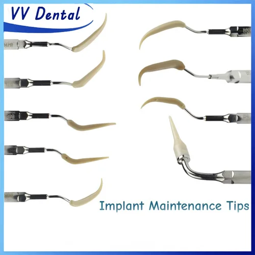 Imagen 1 del producto Puntas de escalador Dental VV de acero inoxidable para eliminación de sarro y placa de implantes aptas para instrumento de odontología escalador ultrasónico EMS