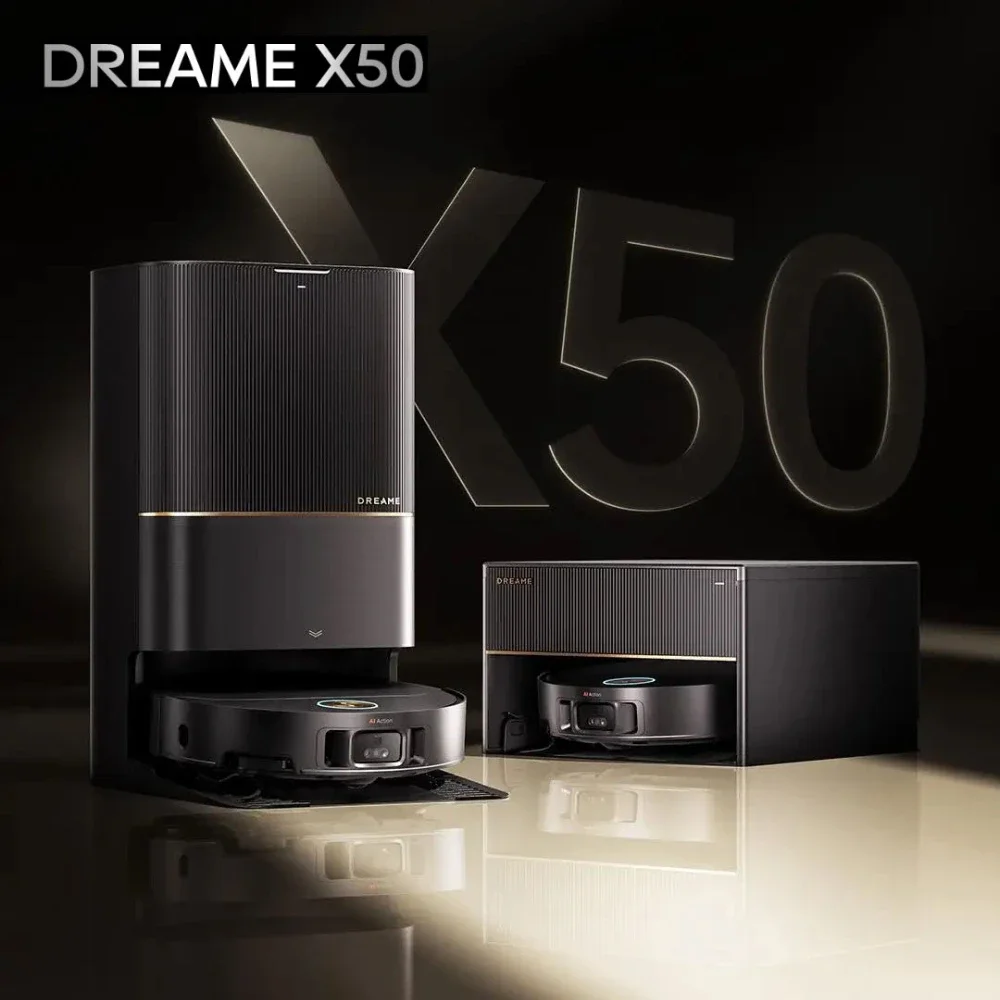 روبوت كنس ذكي Dreame X50 Pro مع قوة شفط عالية 19500pa يدمج تنظيف الفراغ وتنظيف الماء الساخن