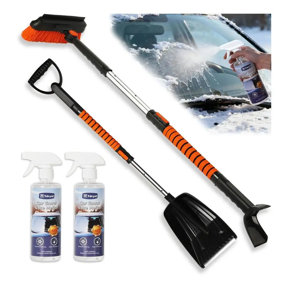 

in 1 Snow Shovel amp Snow Brush with Windshield DeIcer amp Ice Scraper for Cars, Trucks, SUVs,40 Extendable amp Bendable Thicken