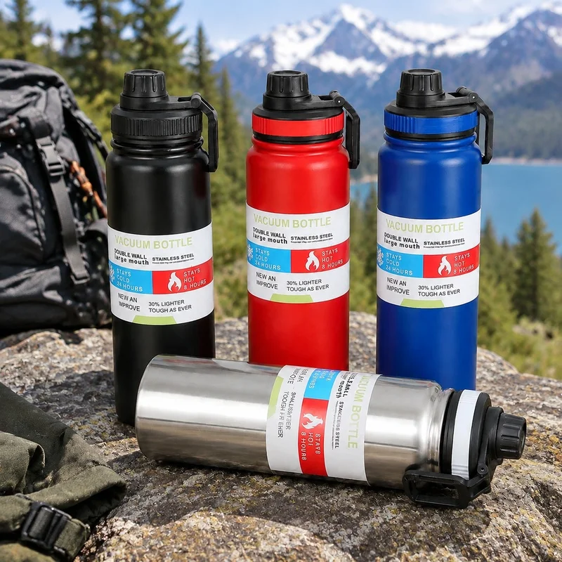 600-1000ML Stainless Steel Insulated Vacuum Bottle Thermal Mug for Sports and Automotive Use Keeps Beverages Hot or Cold
