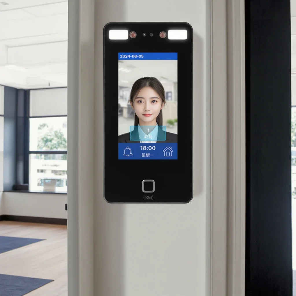 Large Screen Dynamic Face Fingerprint Name ID Card Recognition WIFI Access Control USB Communication Time Recording