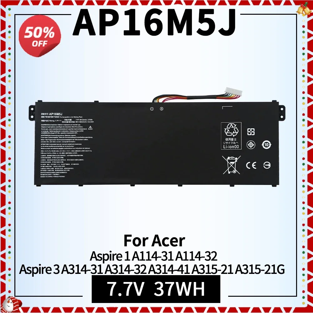 

AP16M5J Laptop Battery for Acer AP16M5J Aspire 1 A114-31 A114-32 3 A314-31 A314-32 A314-41 A315-21 A315-21G A315-22 A315-31 37Wh