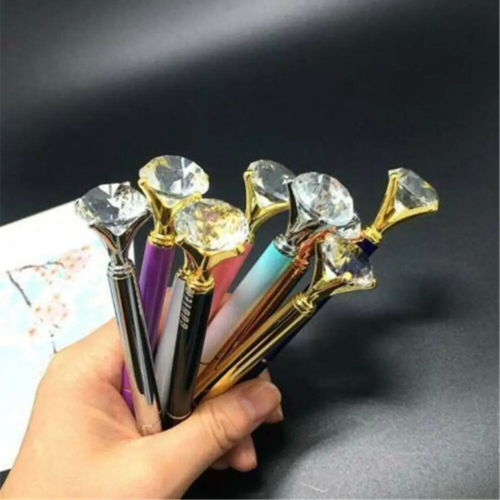 Caneta esferográfica com diamante bola de cristal, artigos de papelaria, alta qualidade, multicolor, escrita, luxo, escola, 5pcs