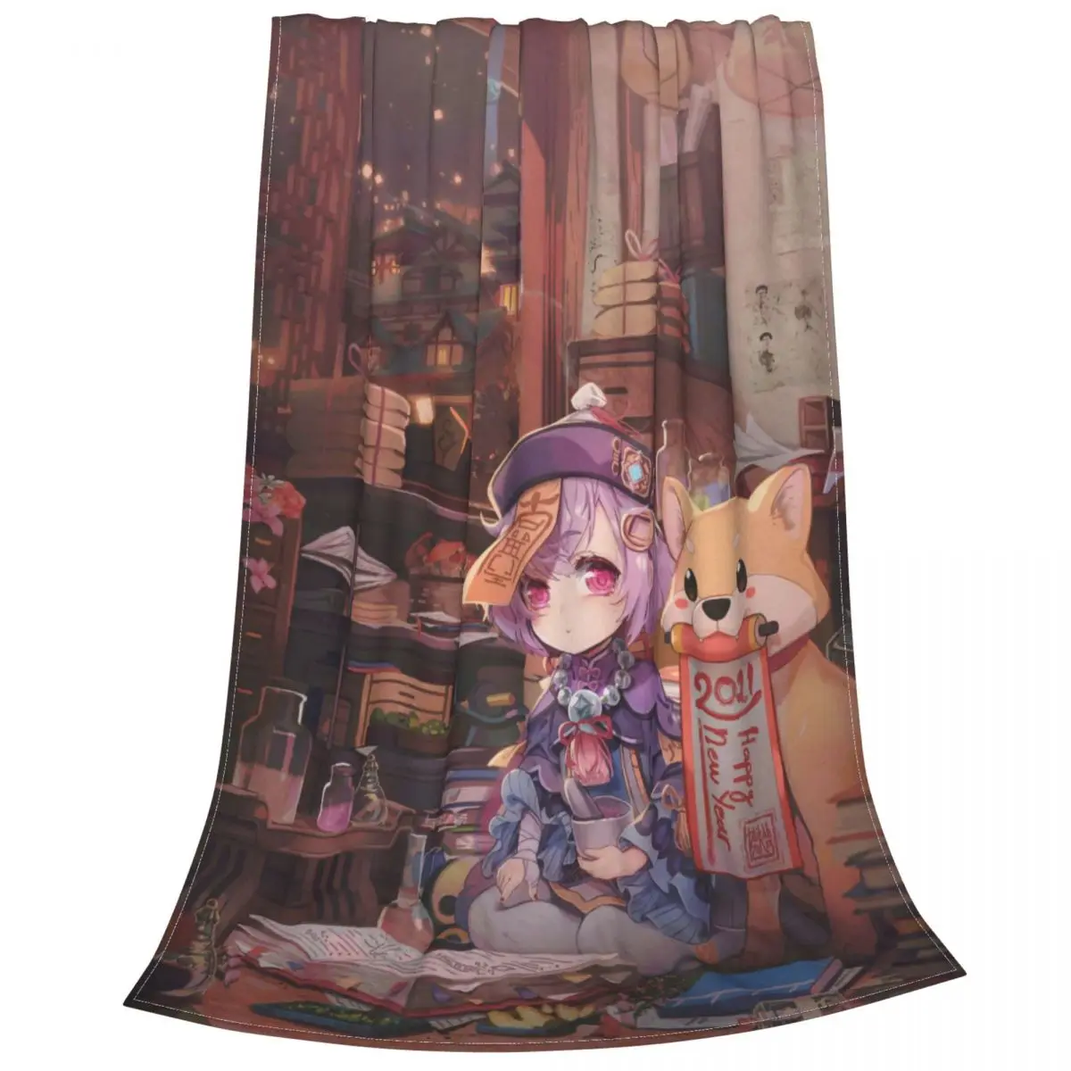 Action Genshin Impact Blankets Fleece Spring Autumn QiQi Electronic Games Lightweight  Throw Blankets for Bed Outdoor Bedspread