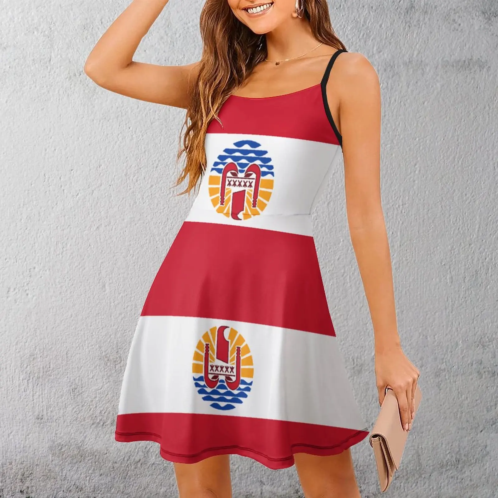 

Сексуальное женское платье на бретельках с флагом Французской Полинезии, повседневное женское платье для вечеринок, крутое платье с графикой