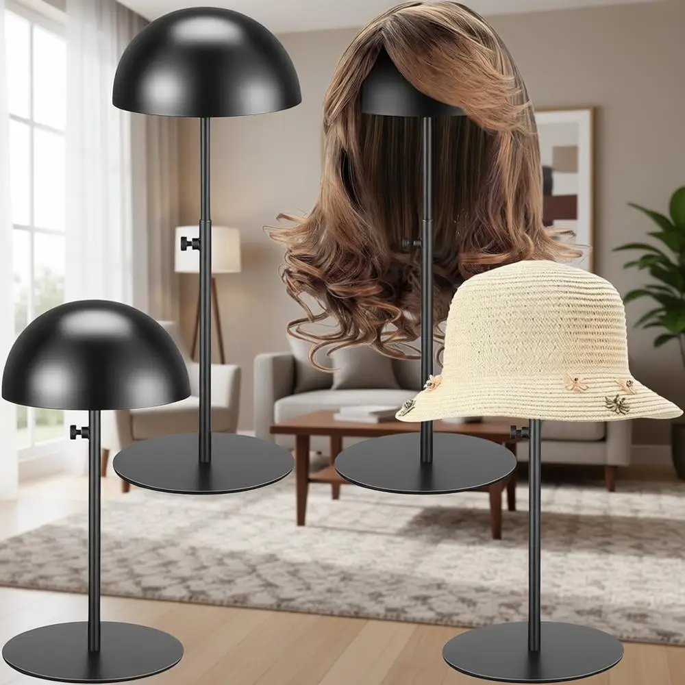 

Регулируемая подставка для шляп и париков, 7.9-15.7 дюймов, для хранения и укладки нескольких шляп, нескользящая, из нержавеющей стали, с черным круглым основанием