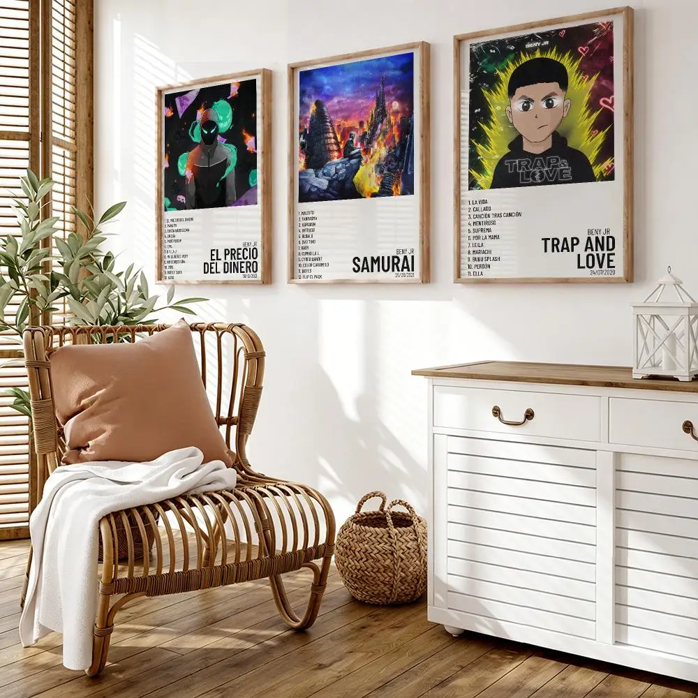 Rapper B-BENY JR Singer Poster Wall Stickers HD Painting Self Adhesive Art Decals for Bedroom Living Room Home Decor