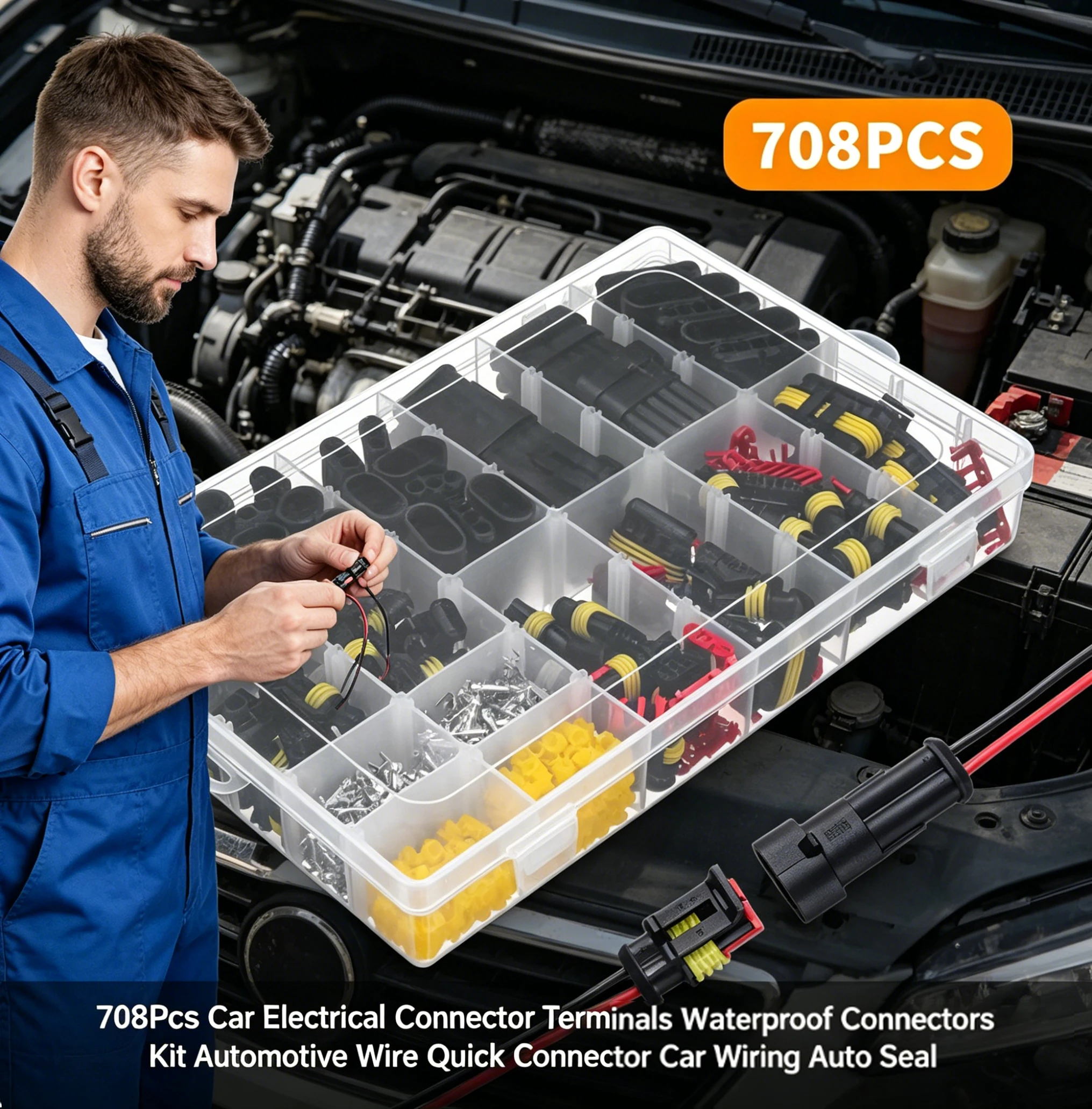 

Car Electrical Connector Terminals Waterproof Connectors Kit 708Pcs Automotive Wire Quick Connector Car Wiring Auto Seal Socket