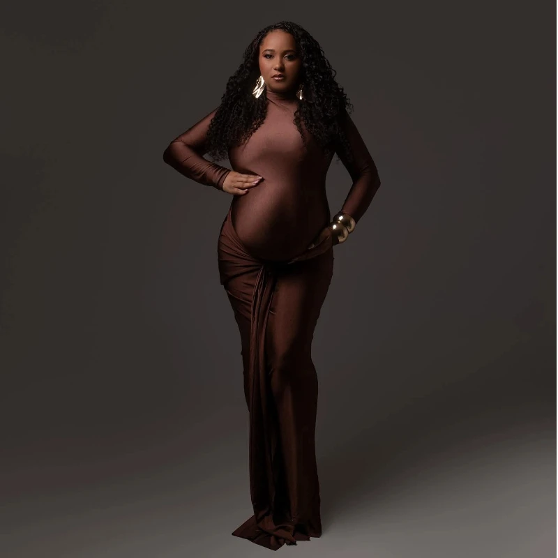 

Новинка 2023 года, платье для беременных, элегантное платье для кормления, коричневое платье для детского душа, sesja фотосессии для беременных