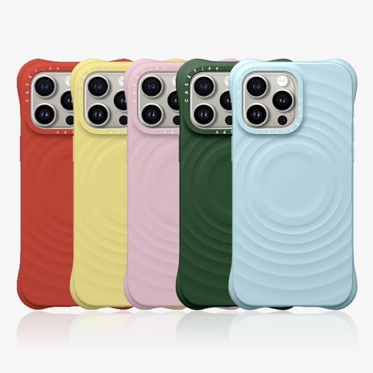 

Ripple Silicone Engraved Letters Magnetic Phone Case Simple Stylish Anti-drop Protective Case for IPhone 16 Pro Max Accessories