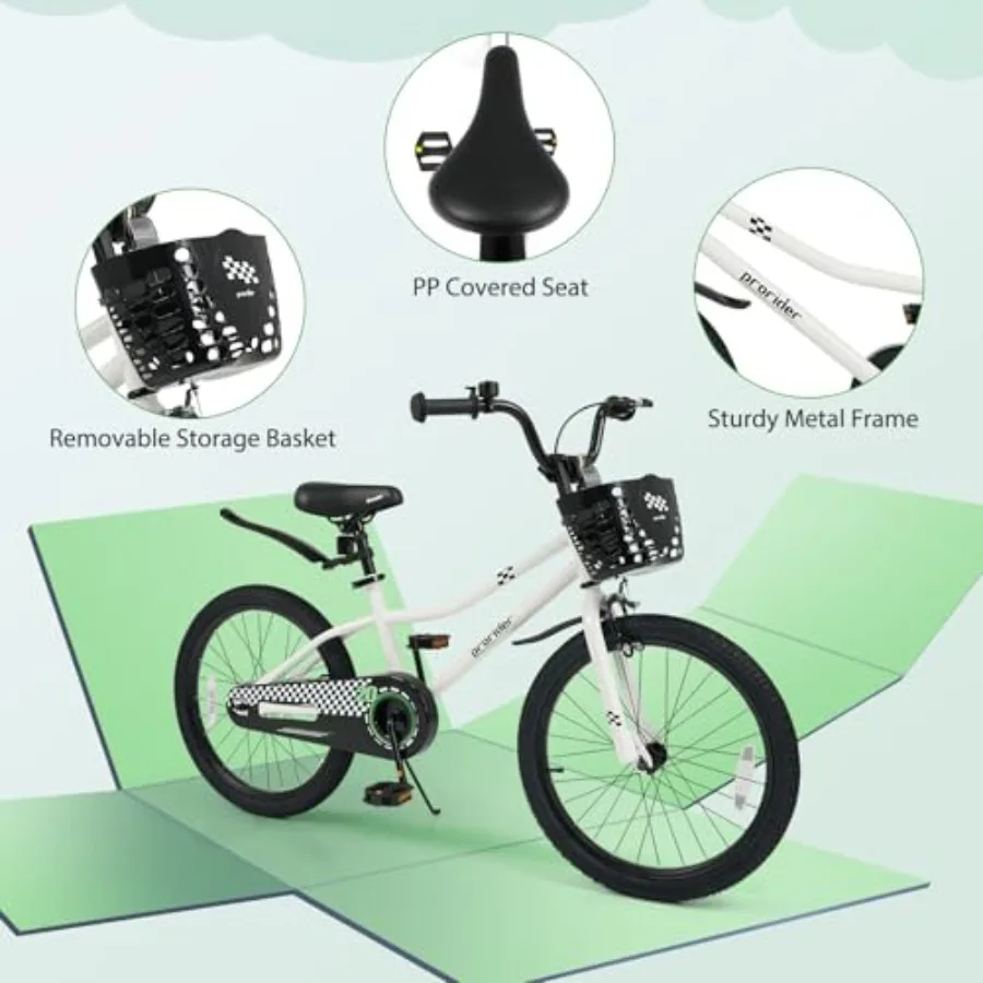 Bicicleta 12 14 16 18 20 pulgadas Bicicletas para niños niñas adolescentes 3-8 8+ años con ruedas de entrenamiento o soporte Freno de mano Freno de posavasos Removab