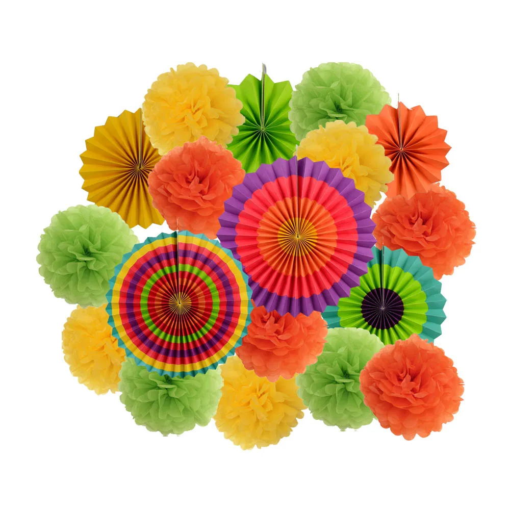 DIY-Set mit gemischten Faltfächerchen aus Papier und Pompons in Rosa-Orange für Hochzeiten, Partys, Kinder, Mädchen, Bat Mitzvah-Dekoration – Detail 16