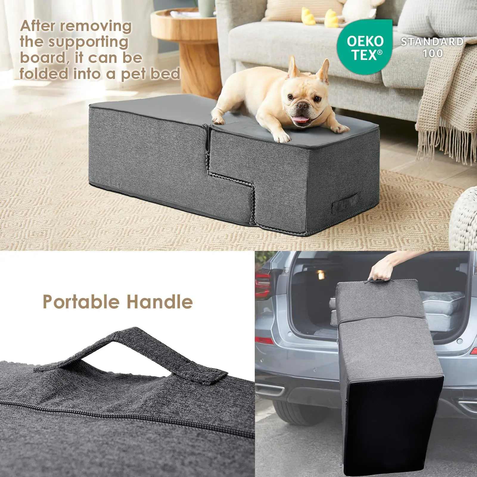 Wholesale 3 Step Foldable Pet Stairs for Small Dogs Convertible Indoor Pet Ottoman Furniture