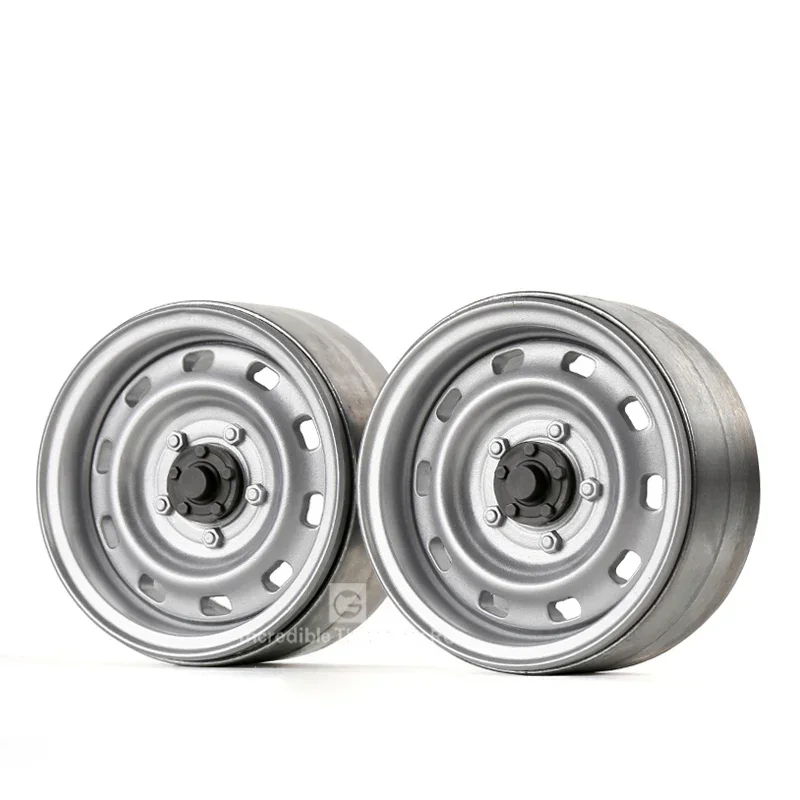 1 Pair Silver 1.9 Inches Metal Wheel Hub for 1/10 RC Crawler Car Traxxas TRX4 Climbing Car Diy Accessories