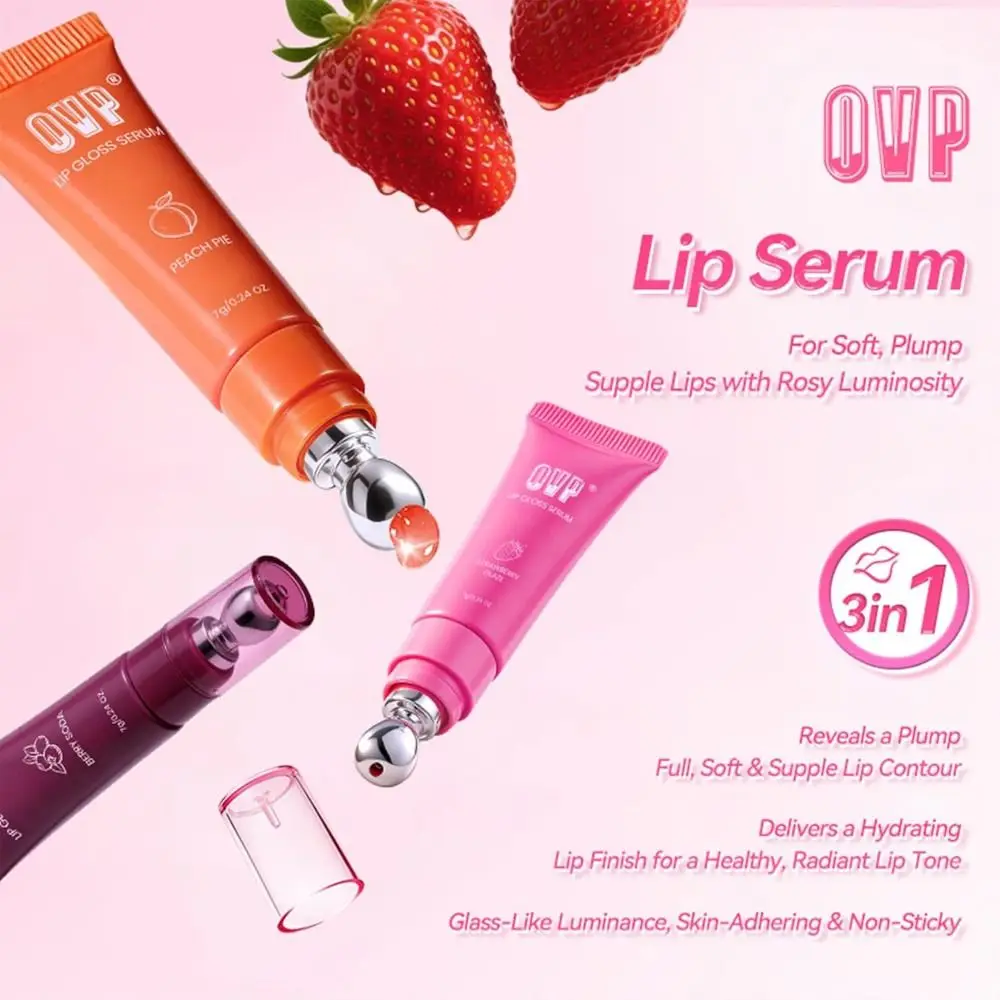 New Hydrating Glossy Brightening Lip Serum Plumping Moisturizing Fruit Lip Oil Non-Sticky High Shine Lip Glow for Dry Lips