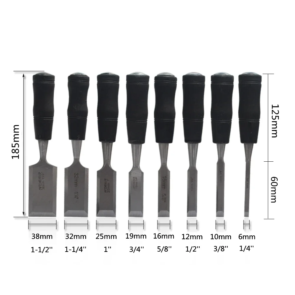 8Pcs/Set Wood Carving Chisels Tools 6-38mm Tail With Rivets Wood Carving Set Carpenter Tools