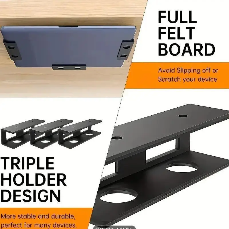 Metal Under Desk Laptop Holder Mount Shelf Storage Rack For Mini Keyboard Computer Workspace Organizer