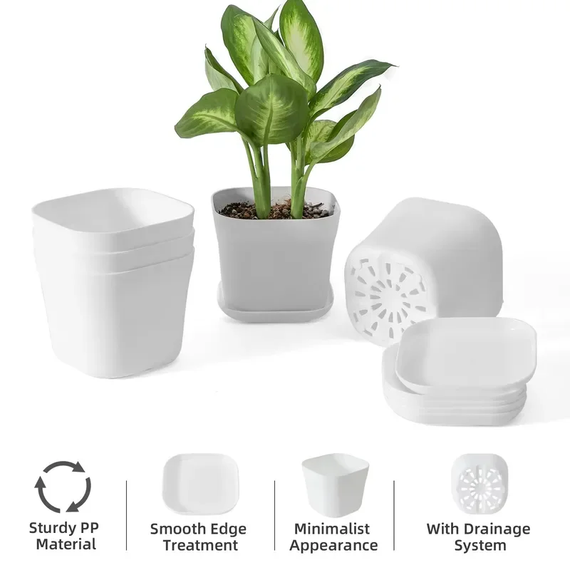 Modern Plastic Flower Planter Pots Classic Small Desktop Succulent Plant Pot Nordic Simple Planter