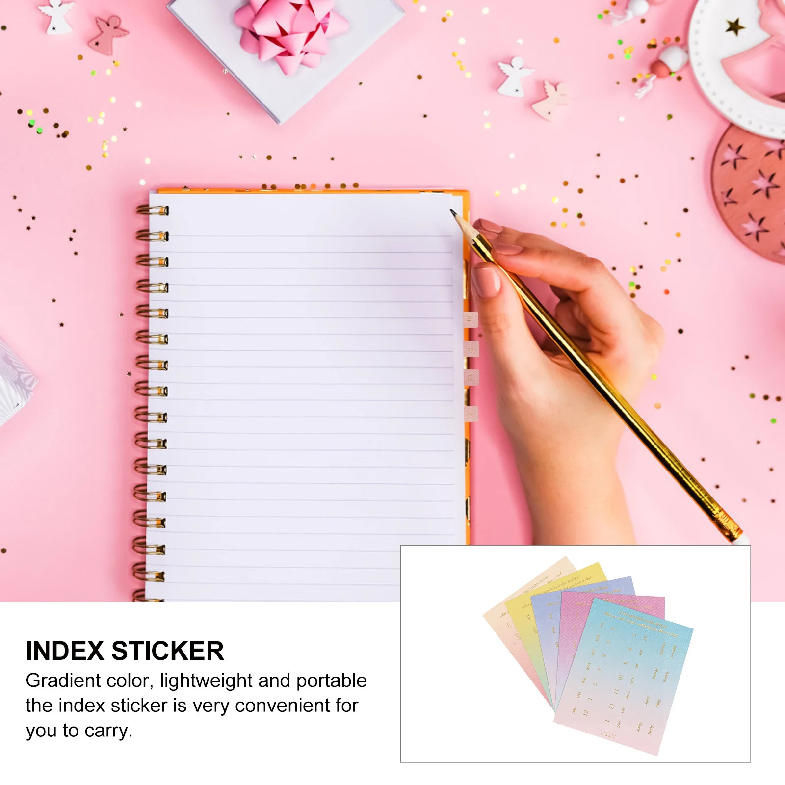 

20pcs 20 Sheets Gradient Color Index Tabs Sticky Labels For Planners Notebooks Page Markers Classification Stickers Set