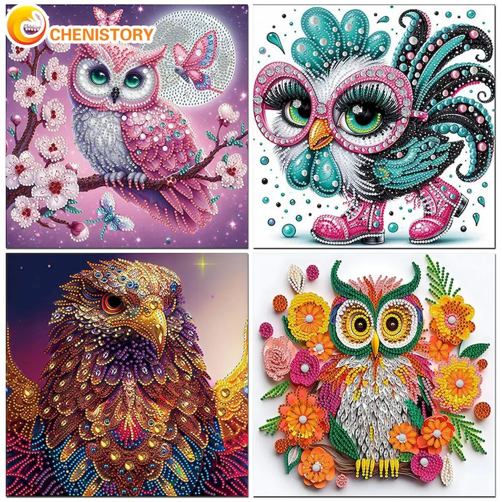 

CHENISTORY Special Shaped Diamond Painting Animal Owl Picture 5D DIY Handicrafts Home Decoration 30x30cm Fast Delivery Gift