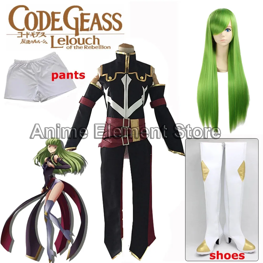 

Anime Code Geass Queen CC Cosplay Costume Halloween Carnival Witch Black Uniforms Women Battle Suit Stocks Full Set Custom Made