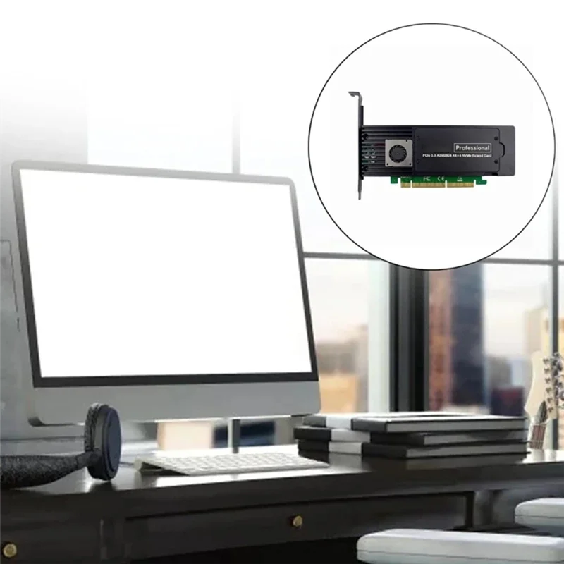 4 Ports ASM2824 PCI-E X16 Adapter Card 4-Channel NVME SSD Conversion Card Ndustrial Server Storage Expansion Card