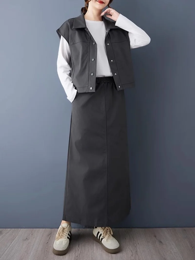 Casual Vest Skirt Set 2 Piece Women's Fashion 2026 Spring Summer Outfit New Style Complete Set Tracksuit W821  ﻿