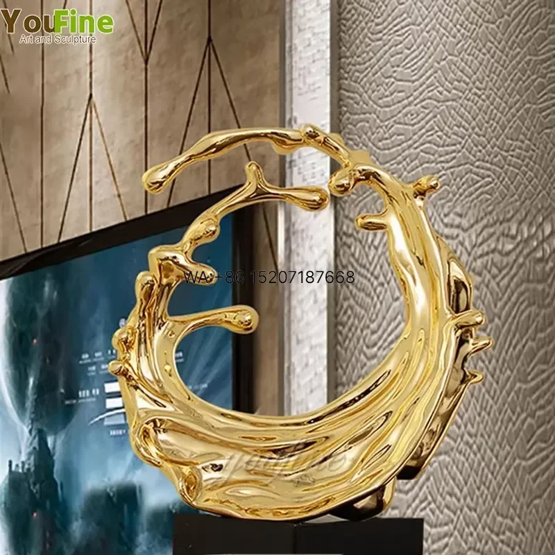 Wmwmnu Large Mirror Polished Stainless Steel Abstract Water Splash Sculpture Outdoor Fountain Art for Hotel Resort Garden