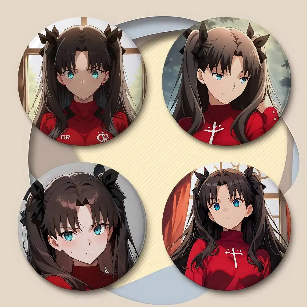 Anime Rin Tohsaka Badges Peripheral Lapel Pins Tinplate Round Brooch For Shoulder Bag Accessories Souvenir Gifts