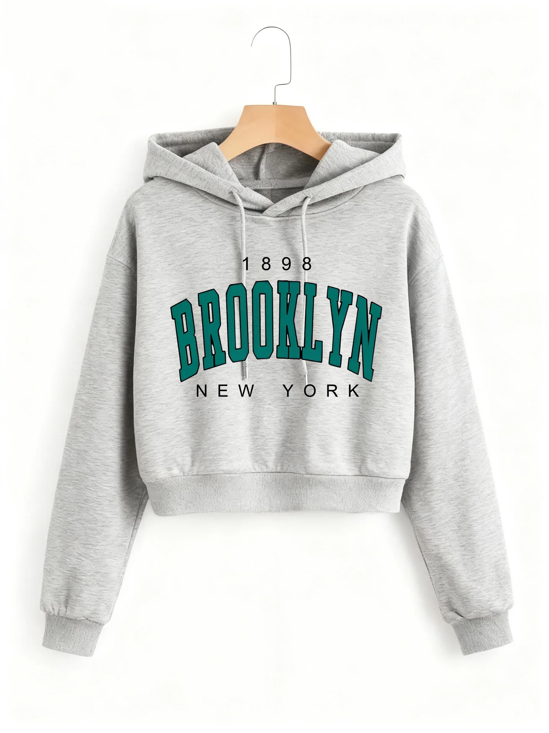 1898 BROOKLYN NEW YORK Sweatshirt Herbst Winter Kurzes Sweatshirt Crop Top Hoodie Y2k Sweatshirts Gothic Casual Style Kleidung – Detail 6