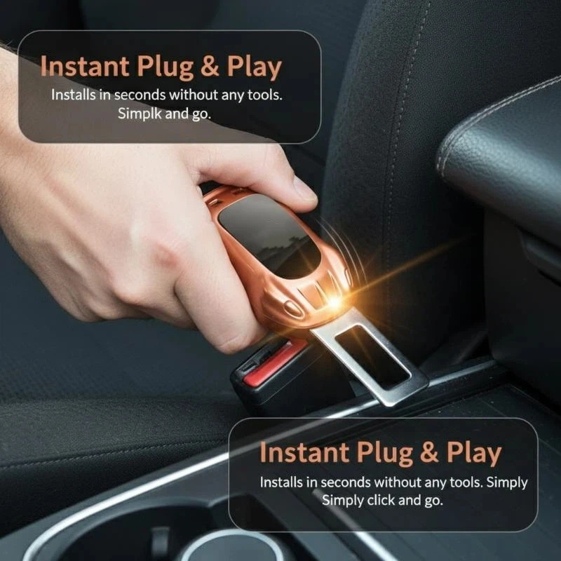 Car Seat Belt Extender Alloy Seatbelt Lock Buckle Plug Auto Seat Belt Fastener Converter One-click Release Interior Accessories