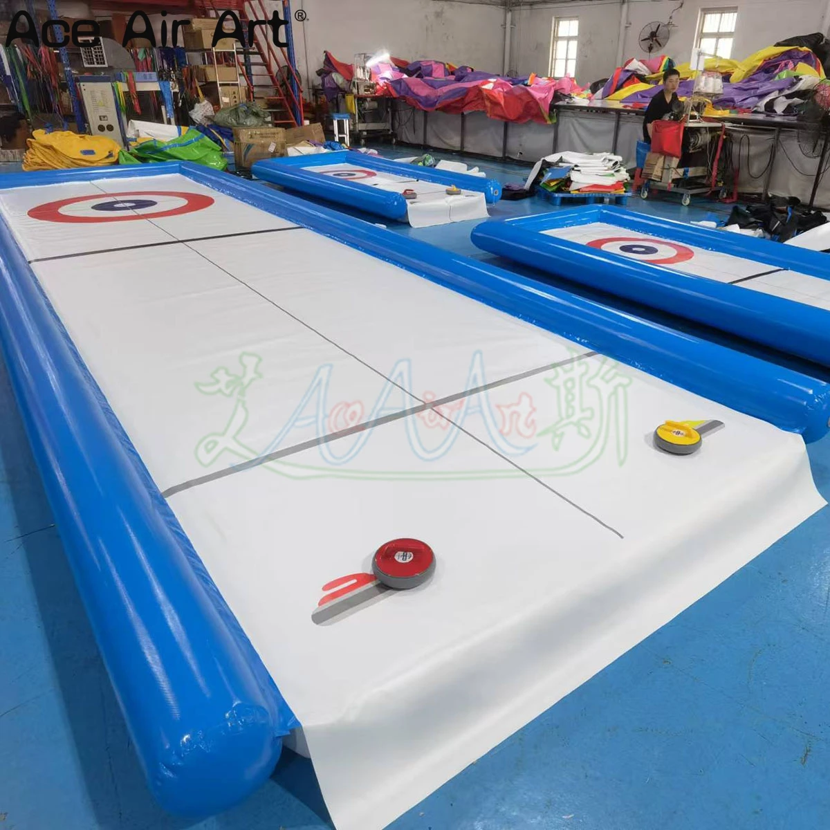 Opblaasbare Curling Track Outdoor Air Interactief spel Curling Court met curlings voor sport of plezier