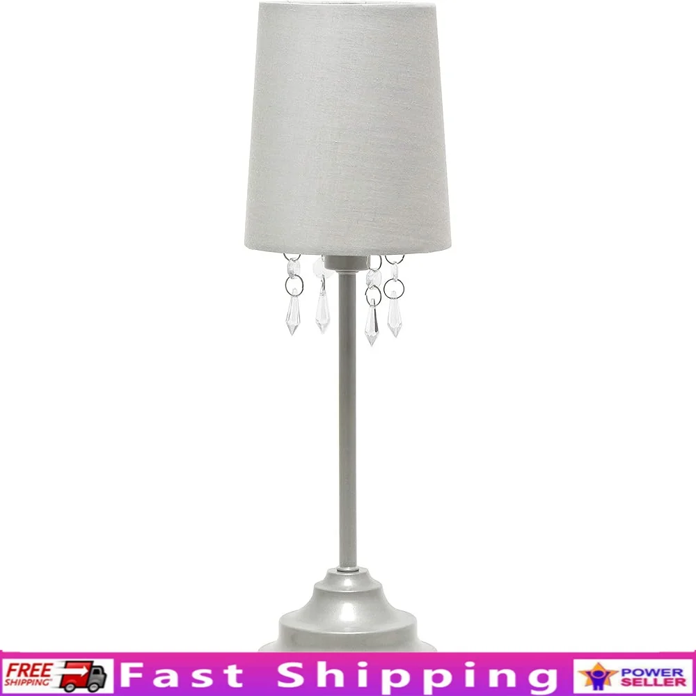 

Contemporary Crystal Adorned Table Lamp Living Room Bedroom Office Easy Access Switch No Assembly Required Elegant Home Decor