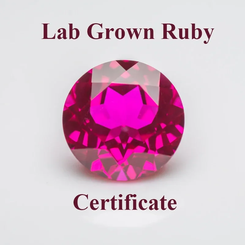 

Lab Grown Ruby Rubellite Color Round Shape Charm Beads For Diy Jewelry Making Pendant Ring Materials Selectable AGL Certificate