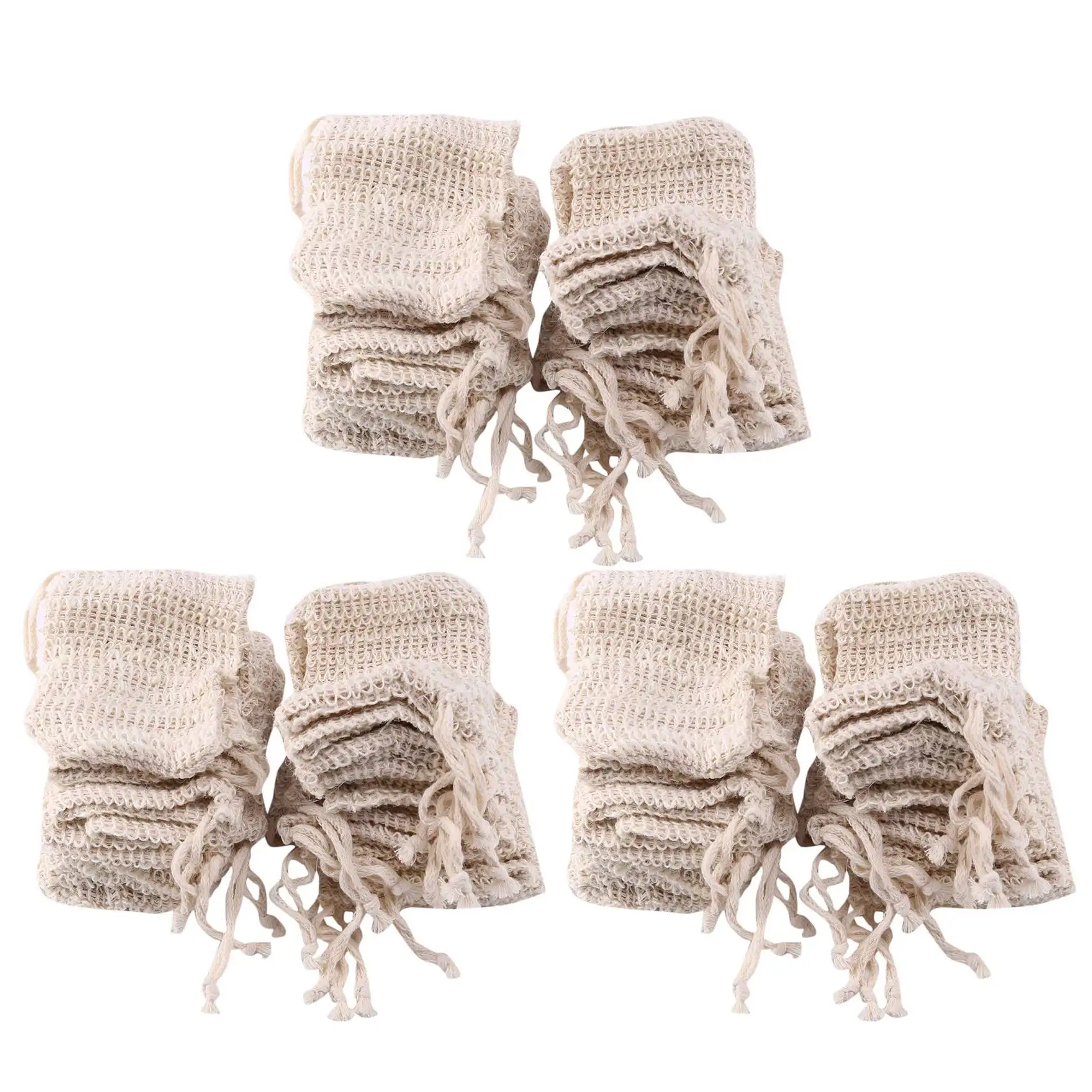 AT13 90 Pack Natural Sisal Soap Bag Exfoliating Soap Saver Pouch Holder