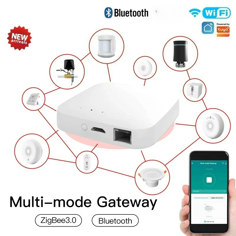 Tuya Smart Wired Mesh WiFi BLE 5.0 Slider Design Smart Home Gateway USB Network Cable Android Hotels Plastic PC App