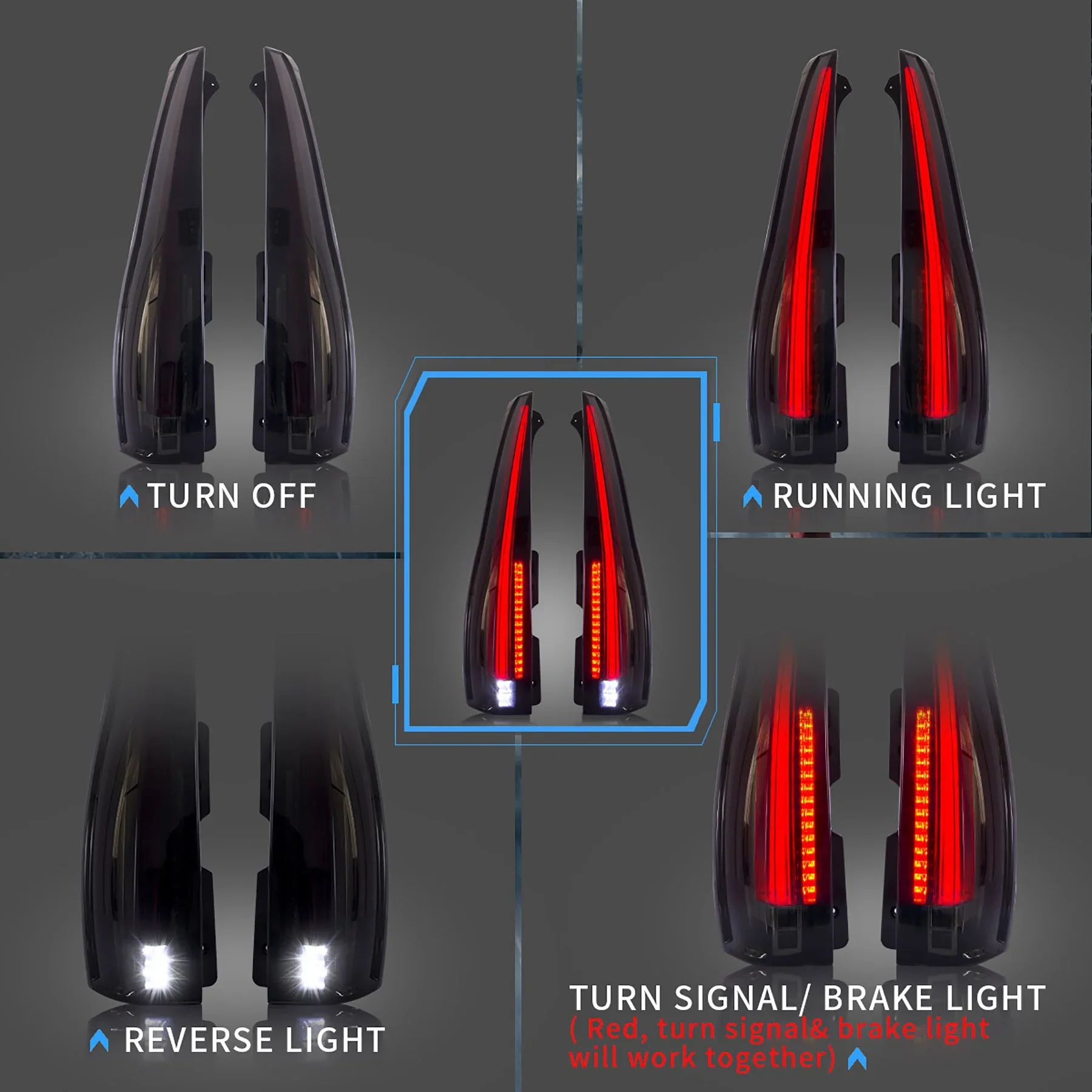 IP67 Waterproof Dustproof Integrated LED Taillamps Stable Light Performance Compatible With Cadillac Escalade 3Rd Gen 07 To 14