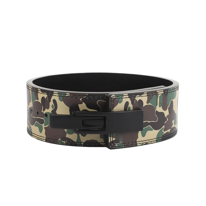 Camo Weight Lifting Belt with Lever Buckle 10MM Cowhide Powerlifting Belt for Men & Women Gym Heavy Duty Workout Belt for Squat