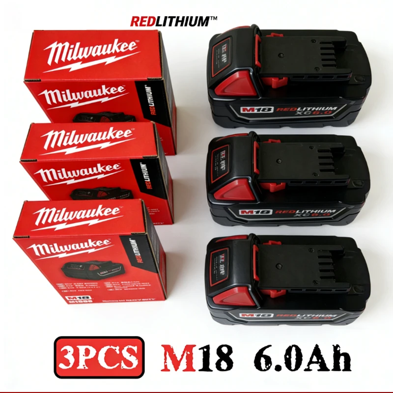 

New Milwaukee M18 5.0Ah 6.0Ah High Output Battery 18V Lithium-ion Rechargeable for Milwaukee M18 Cordless Power Tools