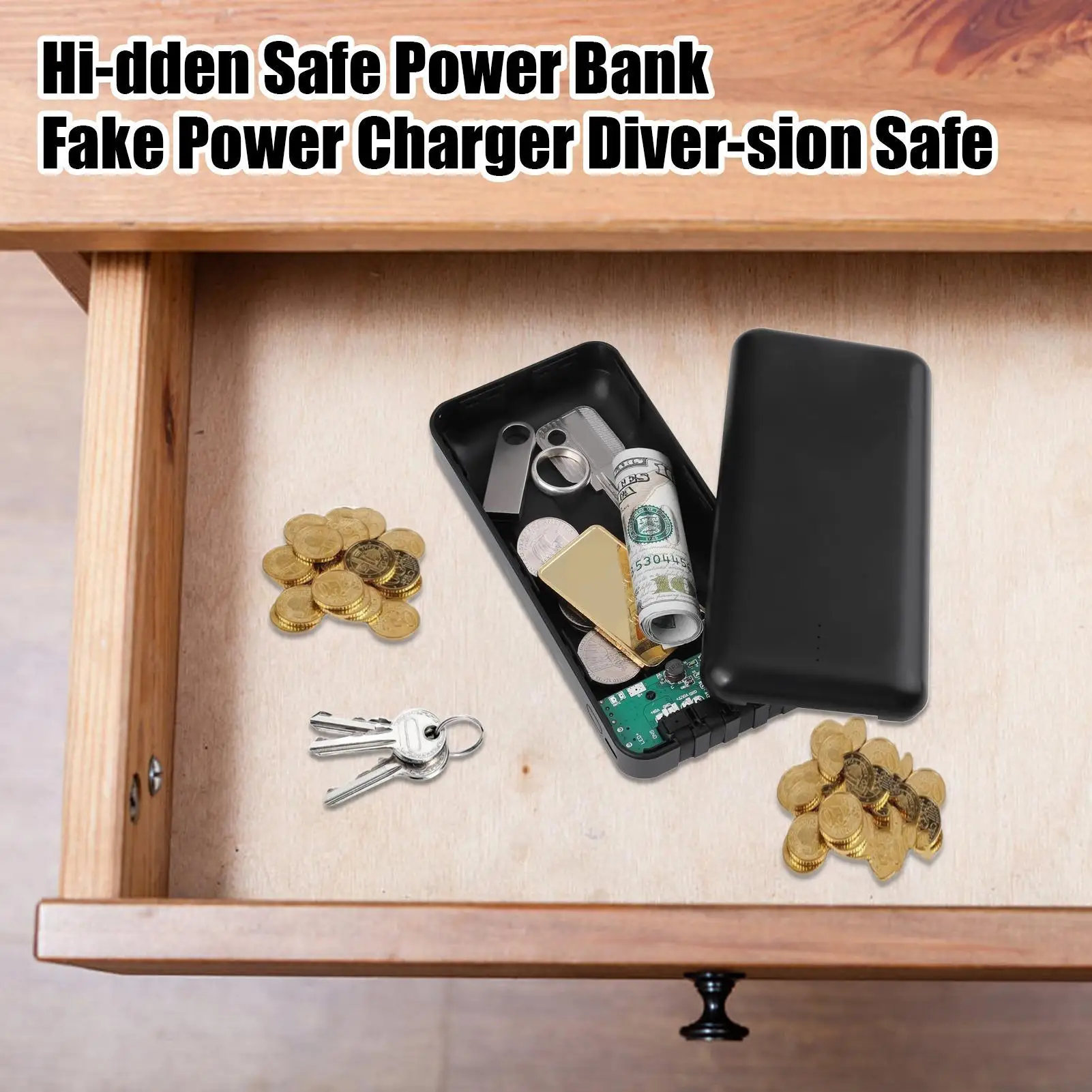 Secret Safe Power Bank Design Case Power Bank Design Secret Stash Items For Home Travel Safety Jewelry Valuables Cash Airplane