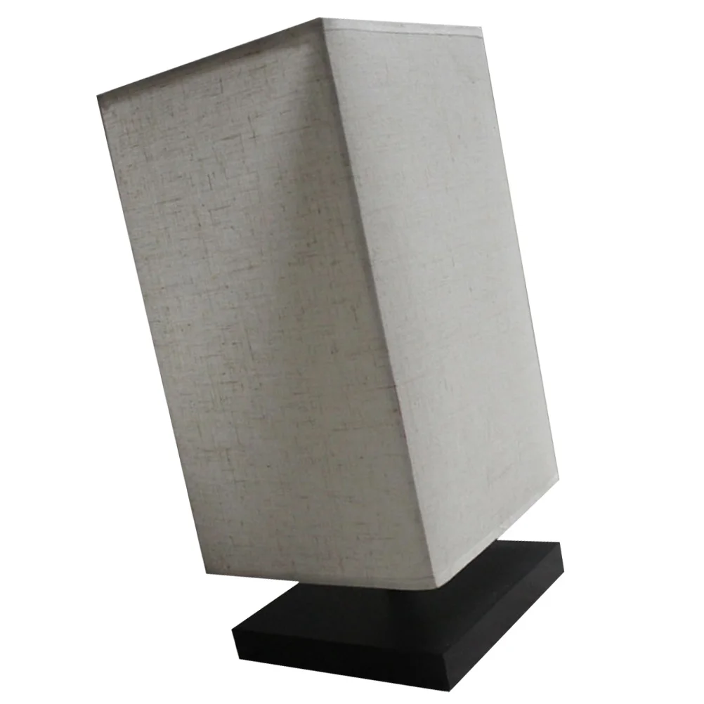 

Small Linen Table Lamp Modern Base Square Cloth Lampshade Bedroom Living Room Bedside Decorative Lamp Us Plug Small Lamps